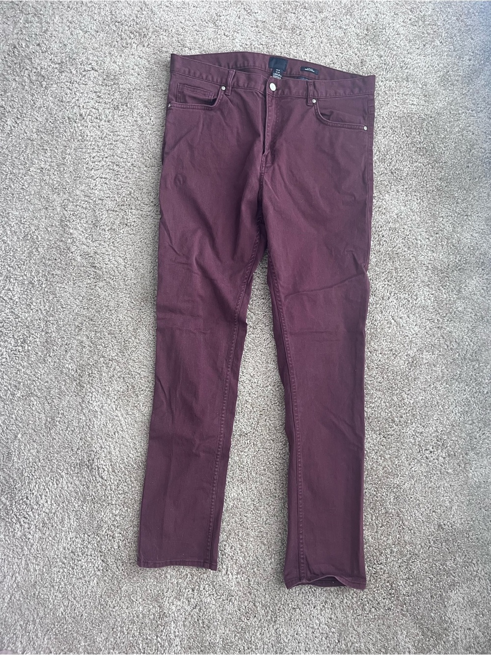 H&M Men's Slim Fit Burgundy Chinos/ Jeans Size 32